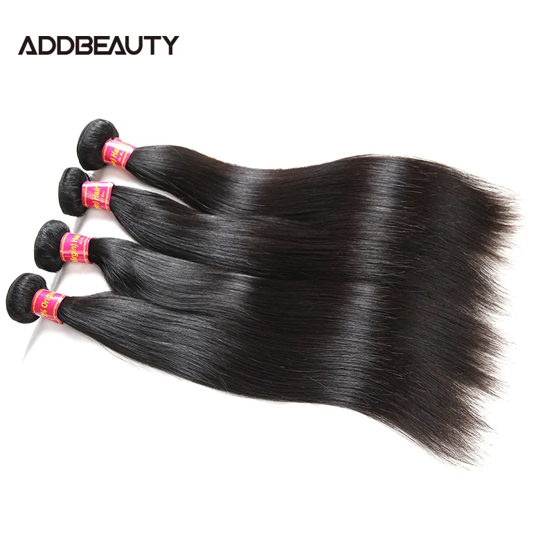 Fasci di capelli umani lisci Addbeauty Tessuto brasiliano per capelli umani vergini grezzi Estensione lunga dei capelli veri Doppio colore naturale disegnato