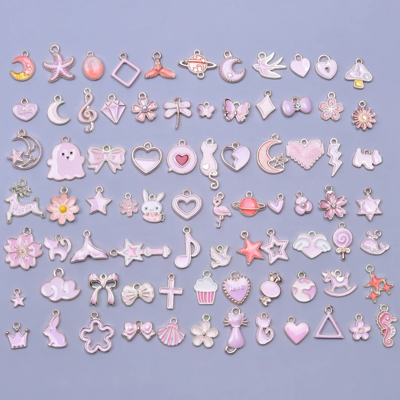 Kawaii Pink Enamel Charms Set 4