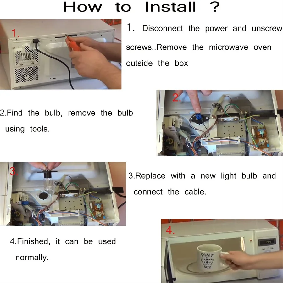 2팩 전자레인지 전구, T170 베이스, 범용 오븐용 20W 240V 조명, Panasonic Daewoo, Sharp와 호환 가능