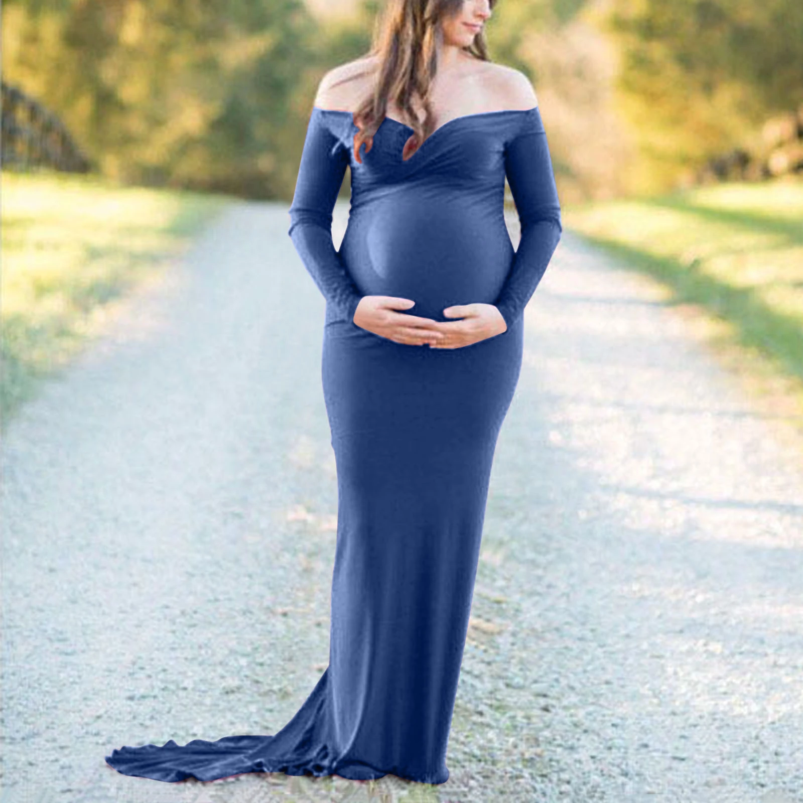 Vestido de maternidad elegante para sesión fotos, vestido Sexy con cuello en V para fotografía de mujeres embarazadas, maxivestido largo de Baby Shower y embarazo|Vestidos| - AliExpress