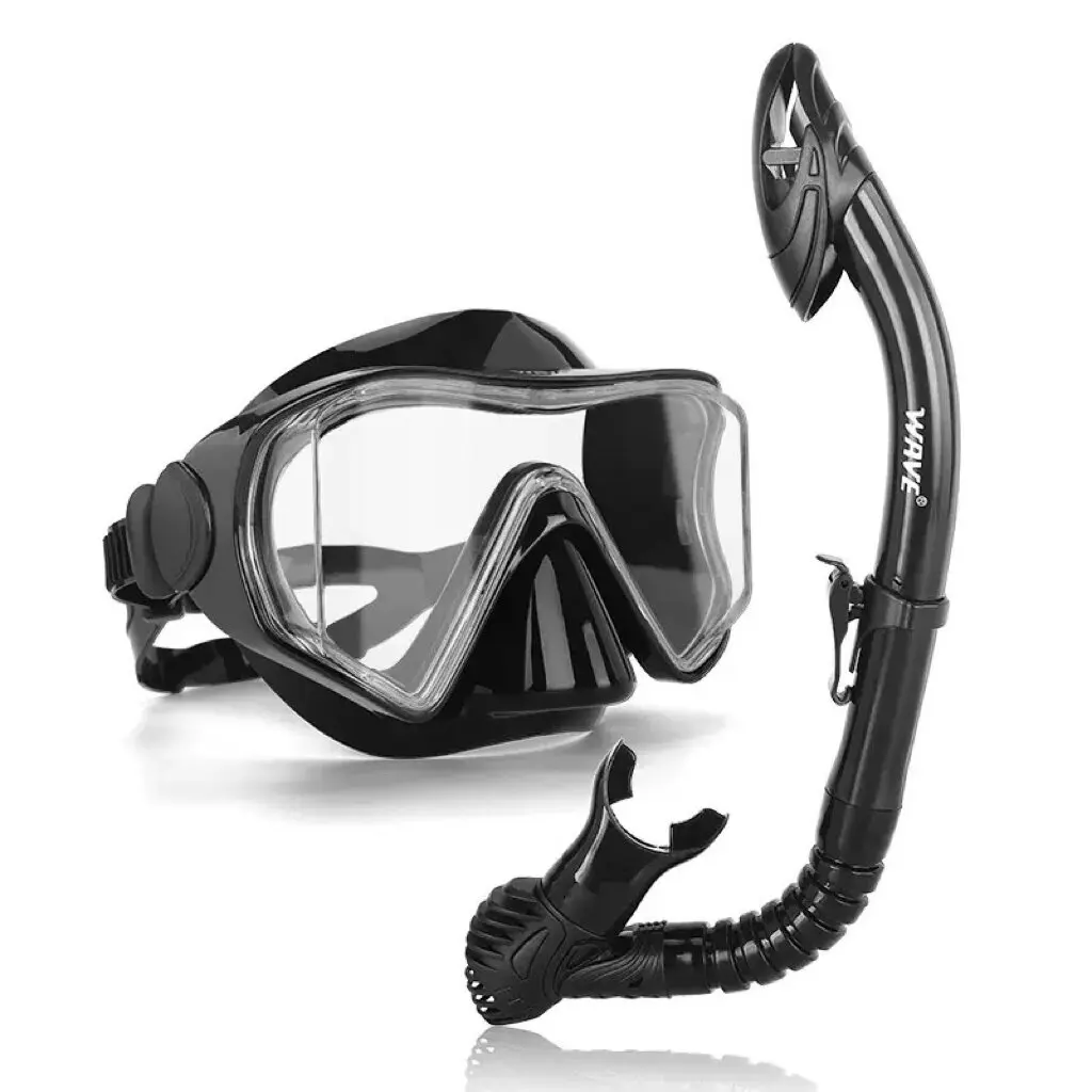 Premium Snorkel Set-Dry-Top Breathing Tube & Triple-Lens Anti-Fog Mask, Ergonomic Design for Underwater Adventure, Snorkeling