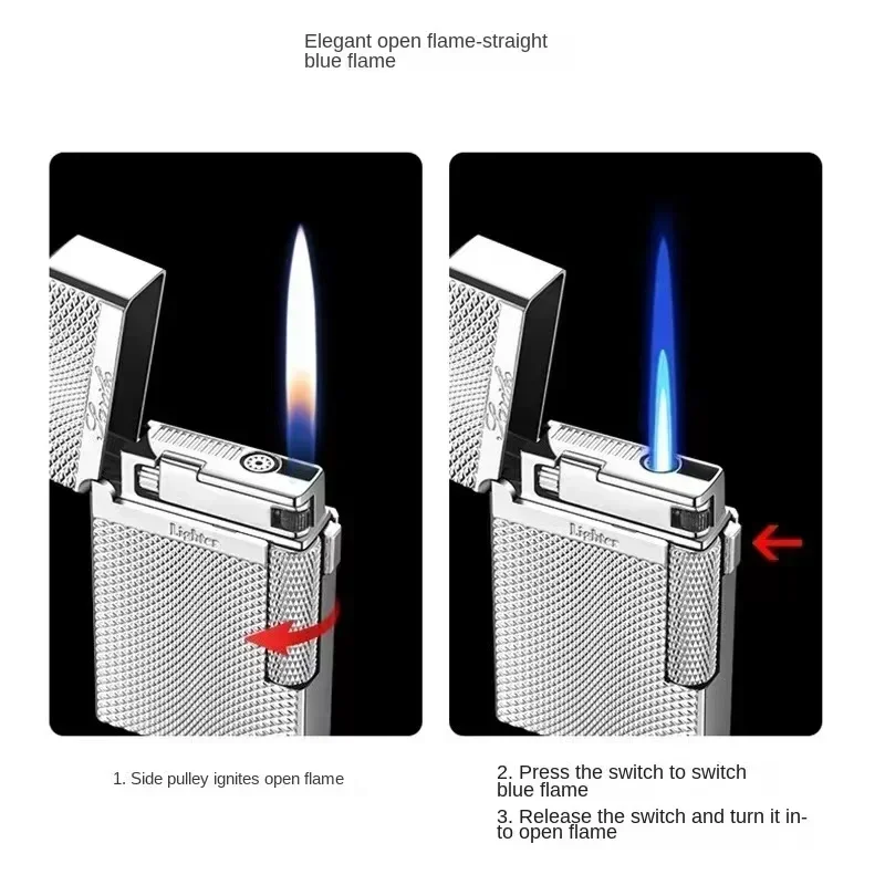 Metal Windproof Torch Gas Lighter Double Flame Butane Lighter Smoking Accessory  Gadgets for Men Gift Cigarette Lighter 6