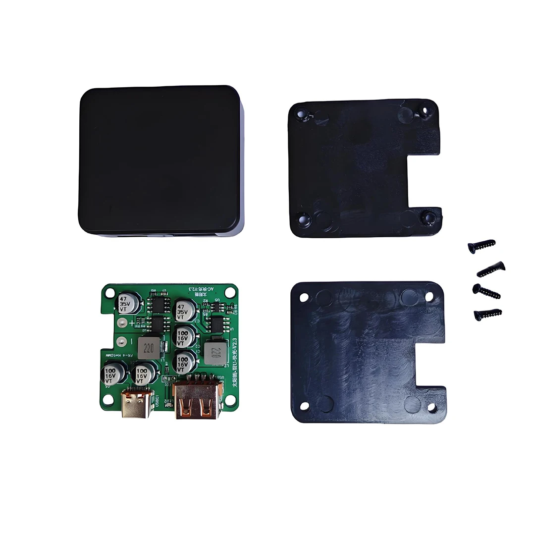 Solar single USB QC3.0 Type-C PD2.0 folding pack DIY regulator charger supports