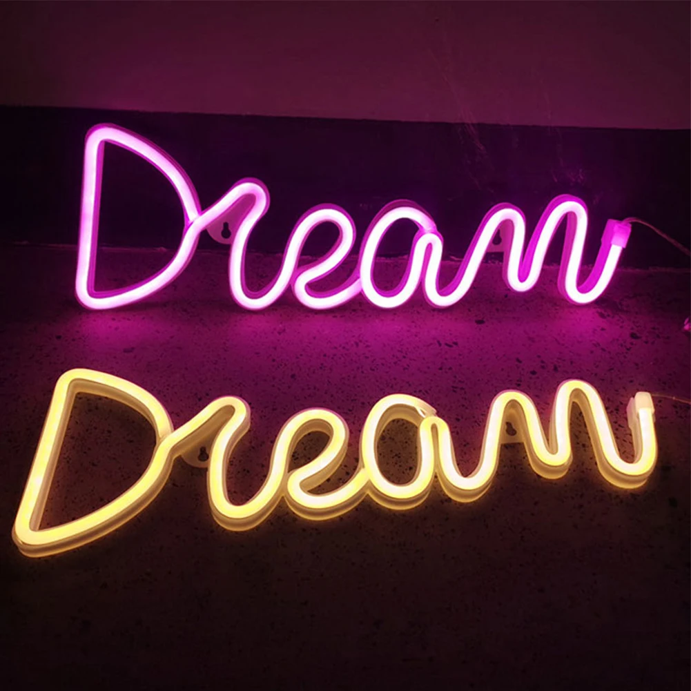 

LED Dream Shape Neon Sign Powered By USB and Battery Neon Lamp for Wall Living Room Decor Neon Light for Wedding Holiday Supply