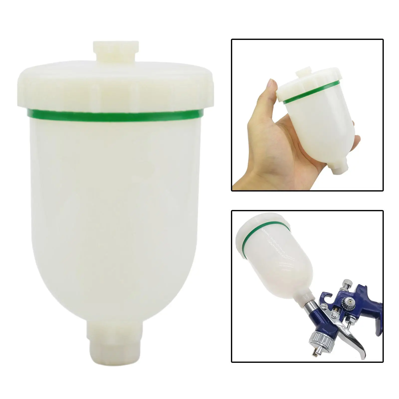 1 Pieces Spray Gun Pot Container 300ml Capacity Threaded Pneumatic White for