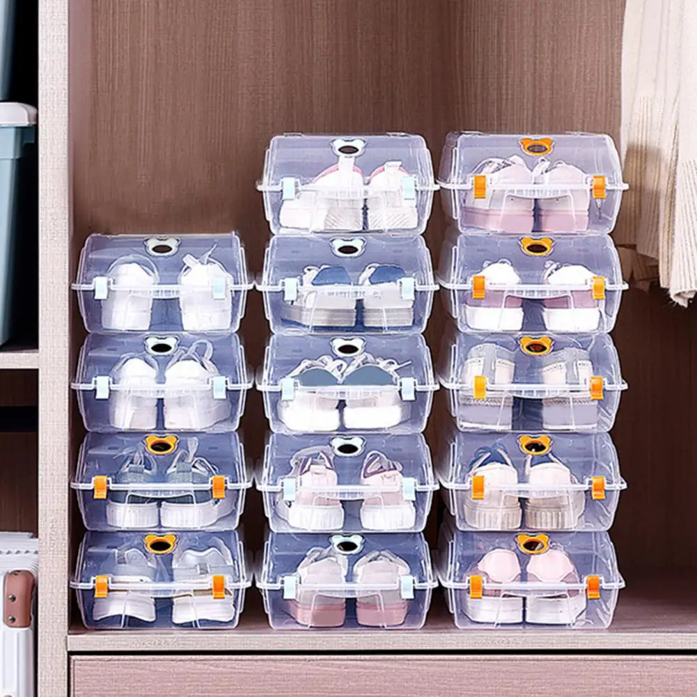 

Stackable Shoe Box Space-saving Transparent Shoe Storage Boxes with Ventilation Holes Organizers for Home Closet Dust-proof Shoe