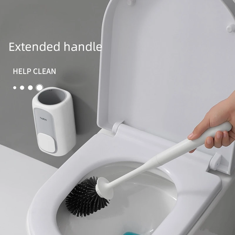 HOMEASY Brosse WC, Brosse Toilette Silicone avec Support Acier Inoxydable pour Nettoyage en Profondeur, Au Sol ou Montage Mural