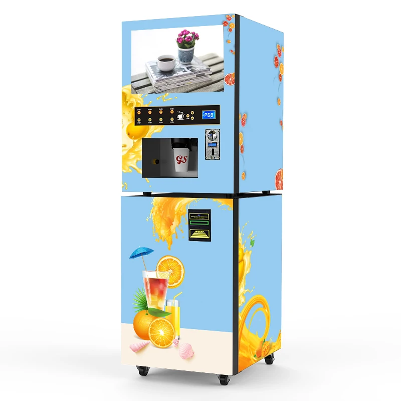 

Coin and Note Payment Orange Juice Vending Machine With Cooling System Instant Coffee Vending Machine