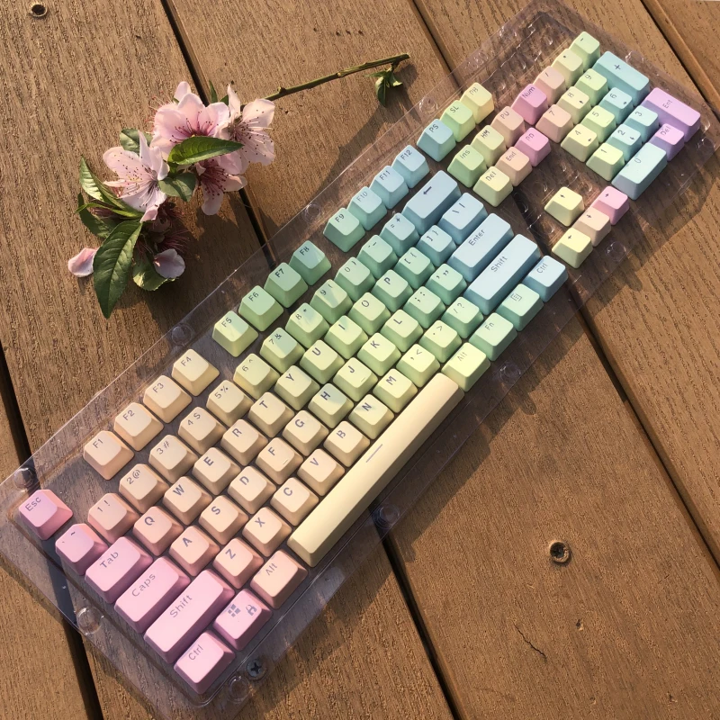 Arco-íris Gradiente Oem Perfil Pbt Keycaps Teclado Mecânico Rgb Gaming Keycap Retroiluminado Interruptor mx Personalizado 104 Chaves