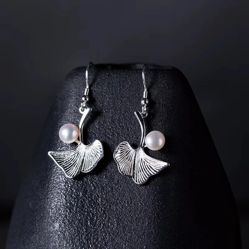 Amxiu Mode Schmuck Handgemachte Natürliche Perle Ohrringe Echt 925 Sterling Silber Ohrringe Für Frauen Mädchen Piercings Zubehör – Detail 2