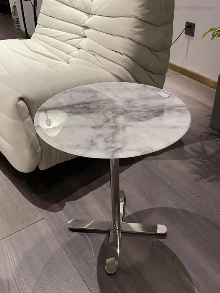 Pure Natural Marble Side Table Round Table Simple Modern Sofa Living Room Round Small Coffee Home High-end Sense