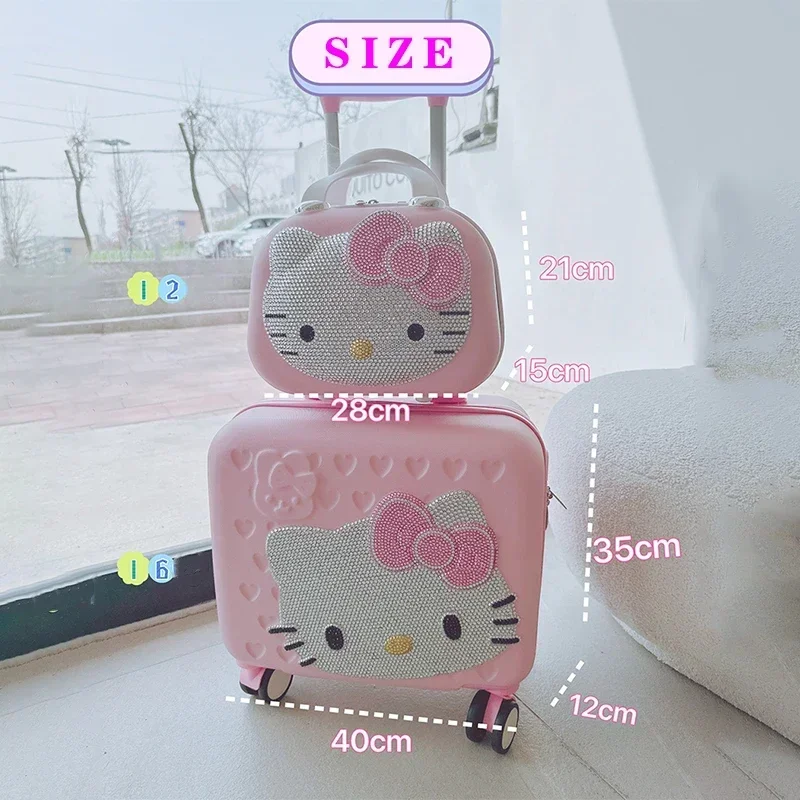 

12/16 In Hello Kitty Suitcase Cartoon Travel Cosmetic Case Large-capacity Multi-functional Simple With Lock Cute Handmade Gifts