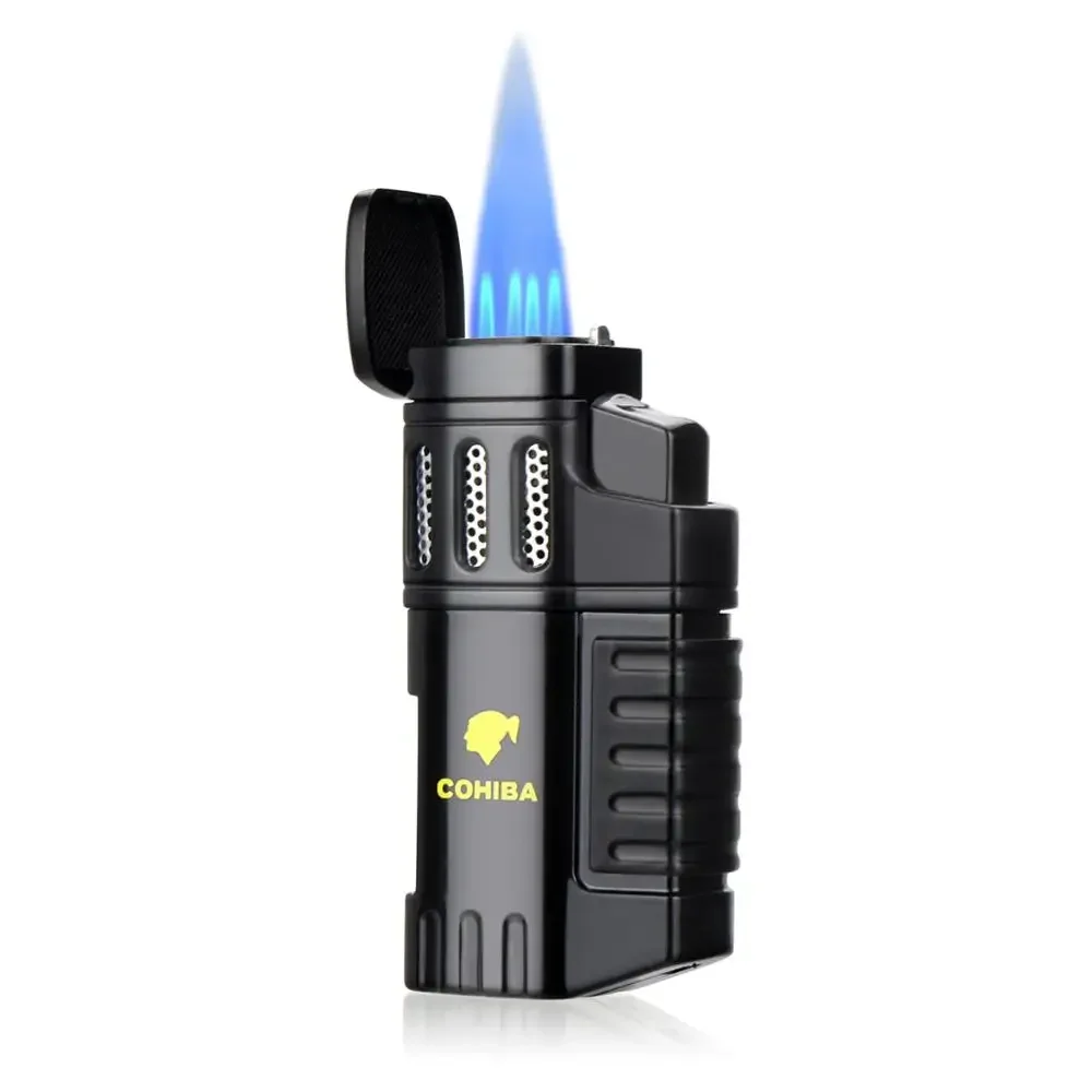 COHIBA Cigar 4 Torch Lighter Windproof Spray Flame Inflatable Visible Window Smoking Accessories Portable Gas Lighter Men's Gift images - 6