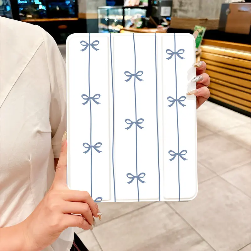 Blue Bow Stripes Butterfly Tablet Case