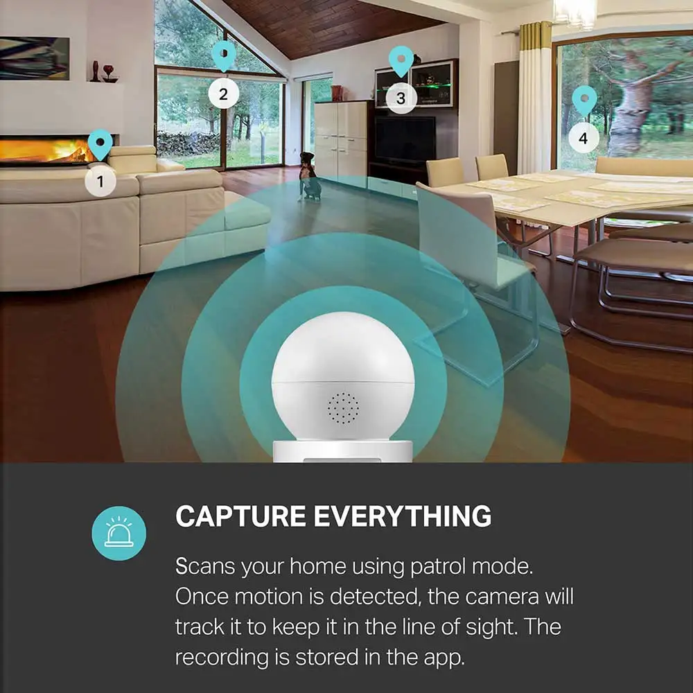 1080P Wireless IP Camera with Auto Tracking Indoor WiFi Smart Home Camera Work with TUYA APP Remote Control Works with Alexa 6