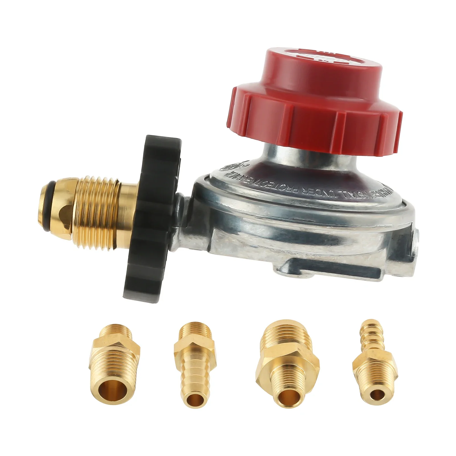 0-20Psi POL High Pressure Adjustable Propane Regulator Valve 5/16"&1/4" Hose Barb Connector 1/4" NPT & 3/8" Flare Male Fitting