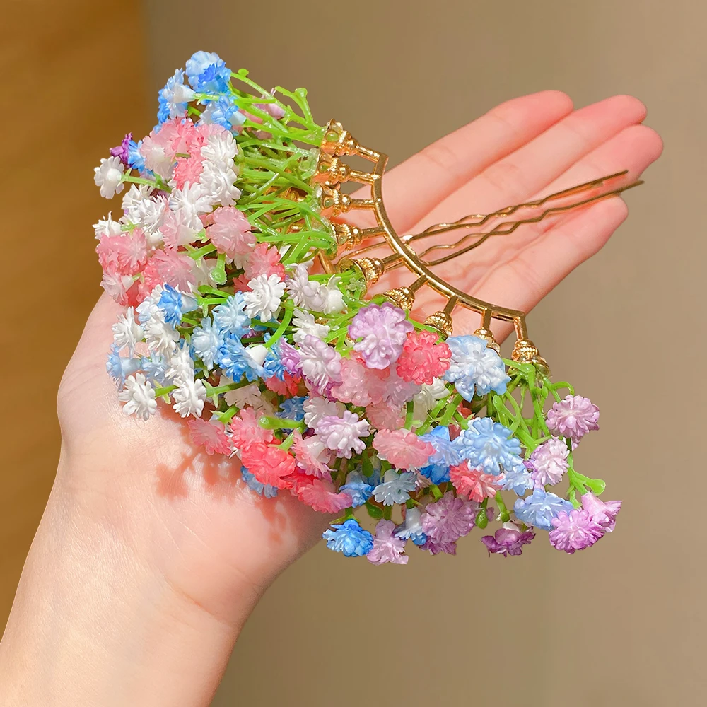 1피스 꽃 머리빗: 보헤미안 스타일, 헤어스타일 고정, 봄/웨딩/사진 촬영 액세서리 및 선물