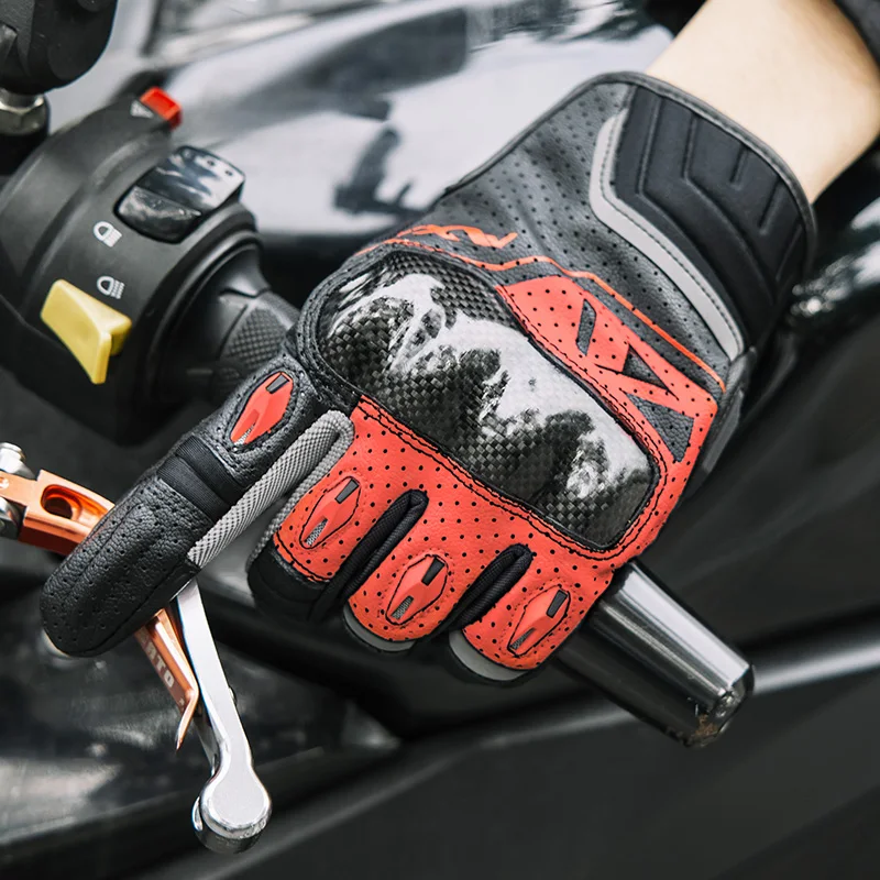 

VXW Motorcycle Gloves Carbon Fiber Protective Shell Goat Leather Hard Knuckle Hand Safeguard Racing Motocross MTB BMX Women Men