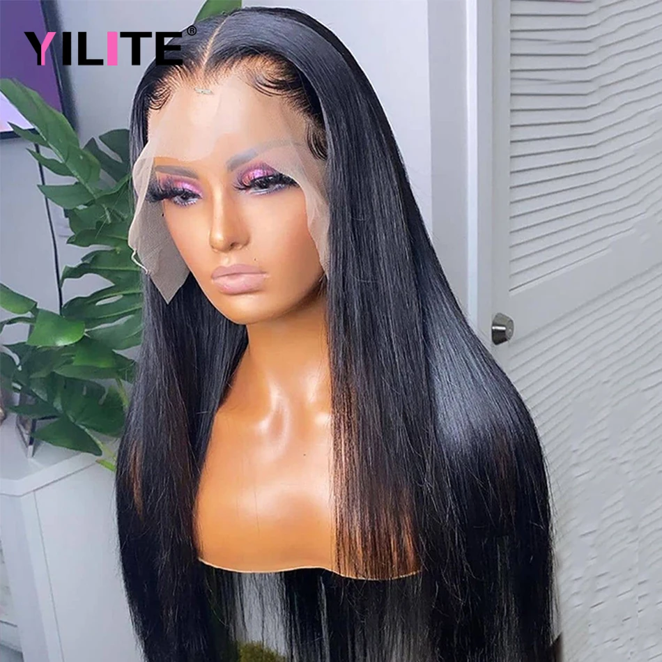Super Double Drawn Bone Straight 100% Human Hair Wigs 13x6 Transparent 13x4 Lace Frontal Wig Pre Plucked Straight Lace Front Wig