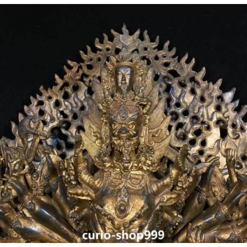 Фото 28 дюймов огромная старая буддистская статуя Будды Yamantaka Yama Dharmaraja №3