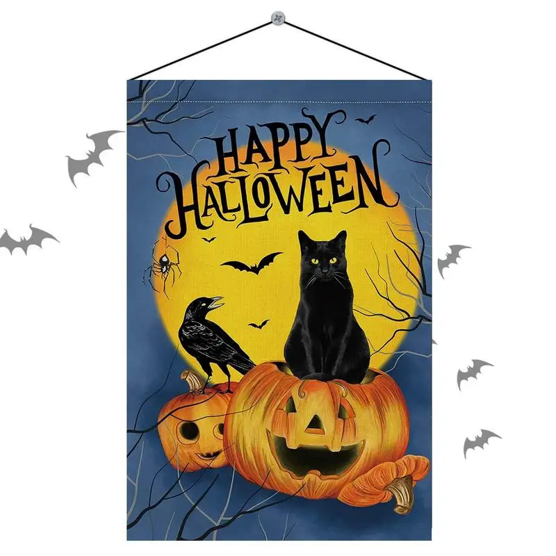 

Halloween Garden Flags Outsides Vertical Holiday Decor Double Sided Yard Decorations With Farmhouse Style Lawn Yard Patio Indoor