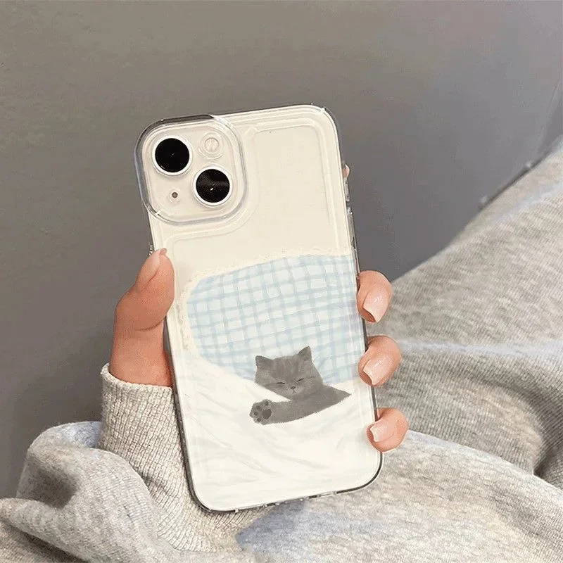 Adorable Cartoon Cat Dog Couple Soft Phone Case Cover