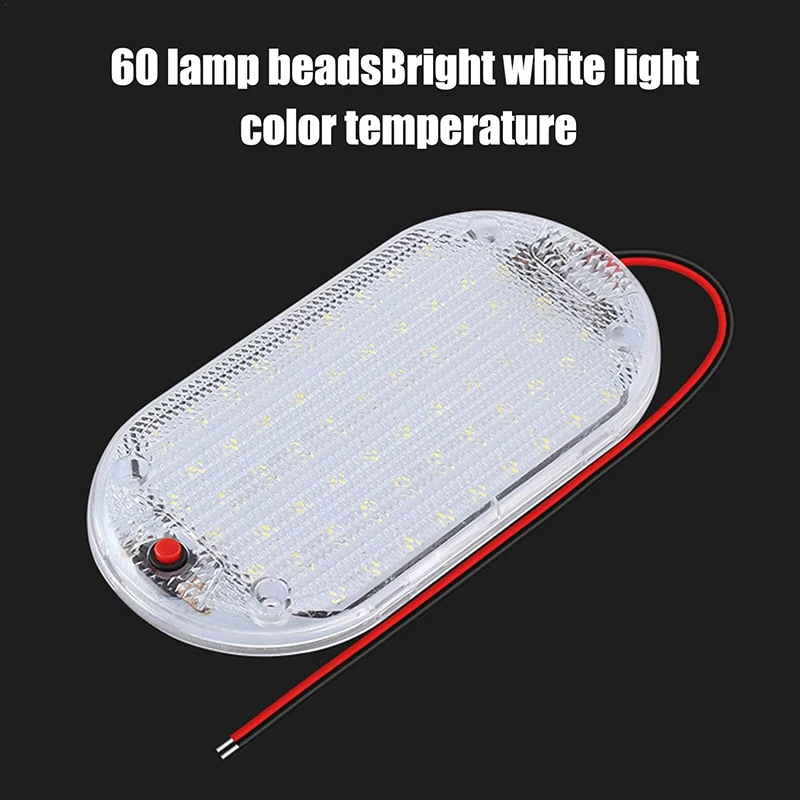 รูปสินค้า 60 LED แผงไฟในรถ รูปไข่ บางเฉียบ ใช้ได้ทั้งรถบรรทุกและแคมป์ปิ้ง