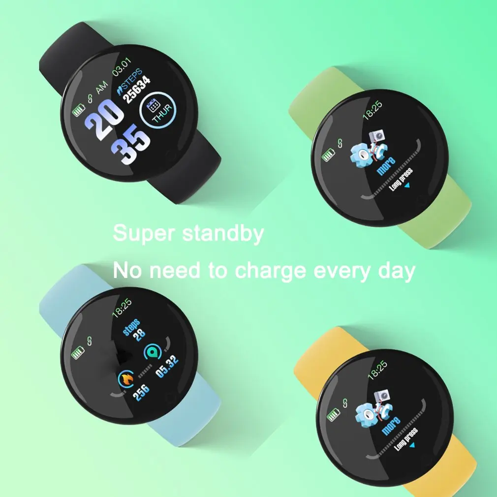 D18 Pro Ʈ ġ   IOS ȵ̵ Bluetooth ƮϽ  Sport Bracelet Heart Rate Blood Pressure Kids Smartwatch