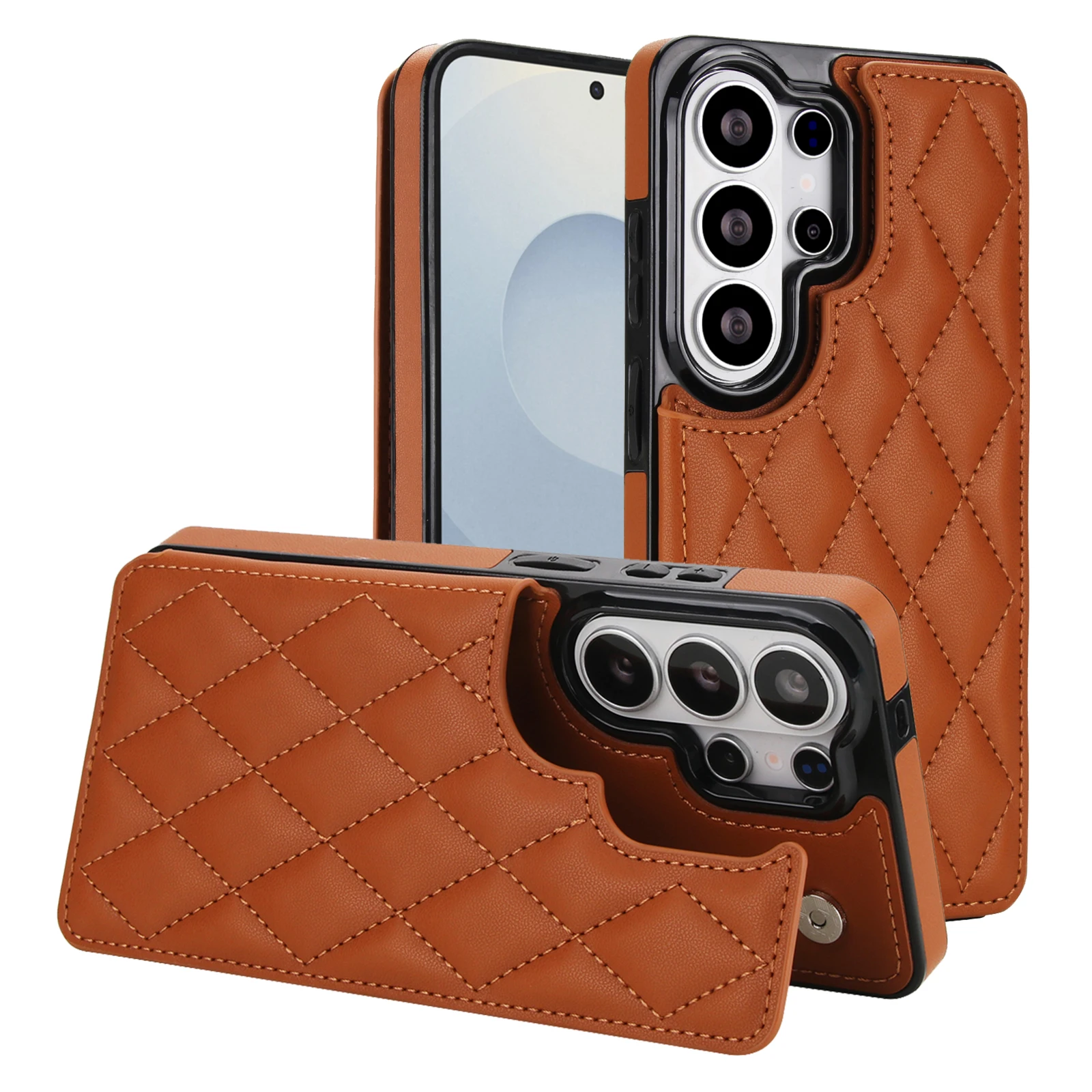 Quilted Leather Wallet Case with Card Holder