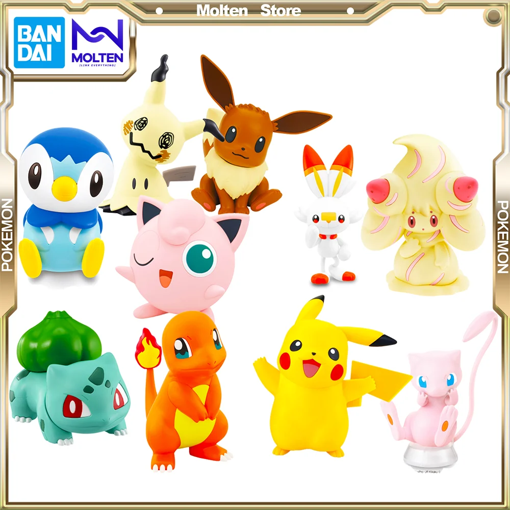 

BANDAI Original Pokemon Plastic Model Collection Quick! Pikachu Eevee Bulbasaur Piplup Jigglypuff Charmander Anime Action Figure