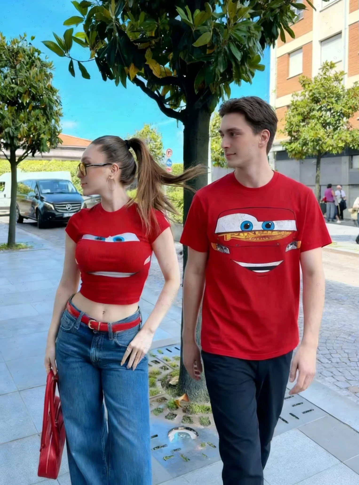 2026 신상 캐주얼 여름 커플 라이트닝 맥퀸 레트로 그래픽 오버사이즈 매칭 티..