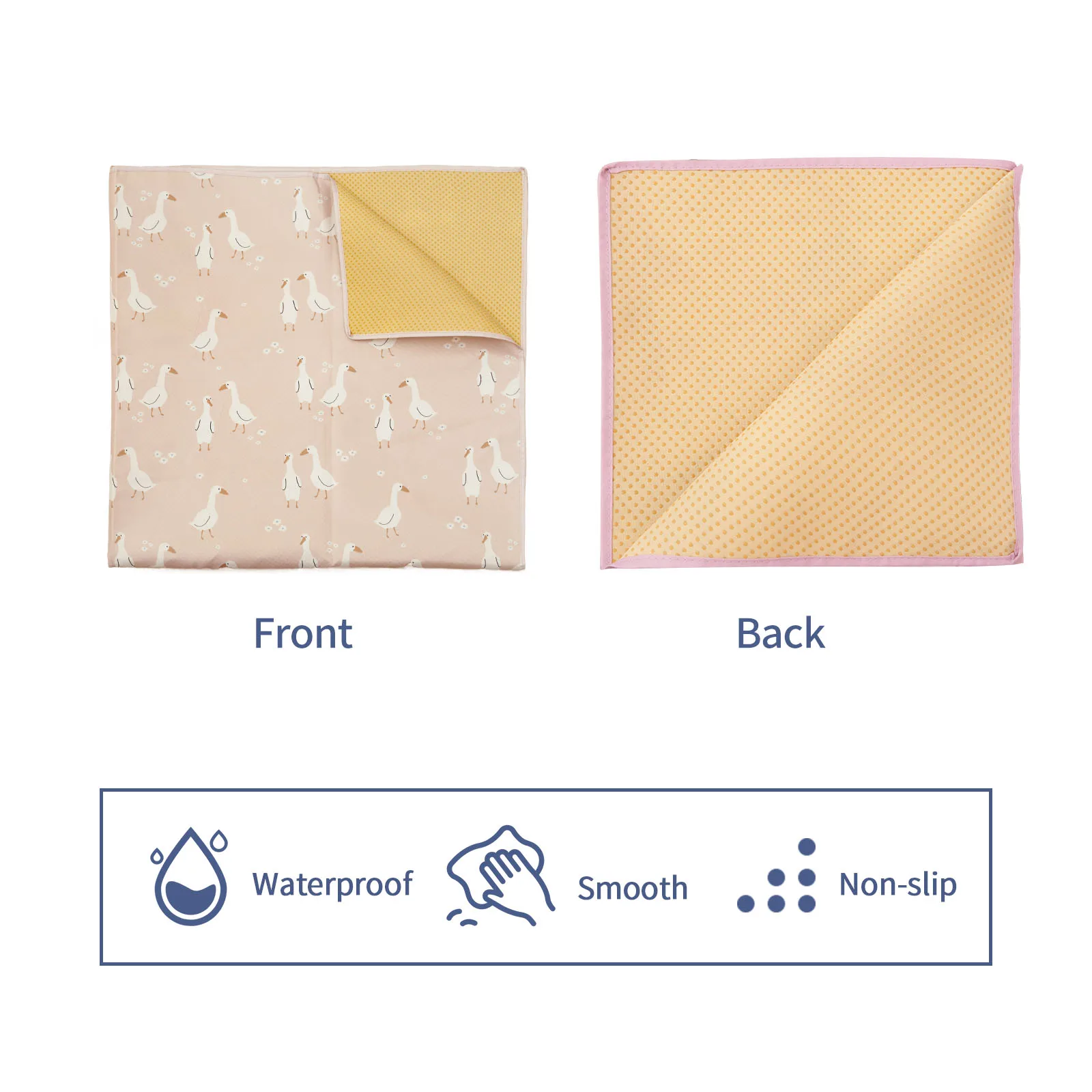 HappyFlute Splat Mat For Under High Chair - 43x43" Waterproof, Washable Mat For Baby Feeding & Playtime (Flowering Strawberry)