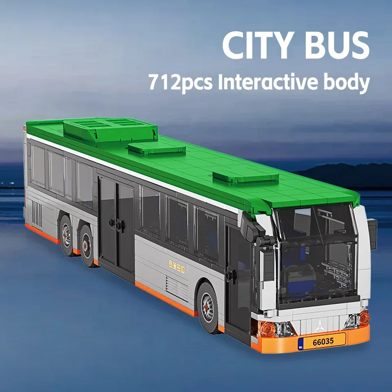 Creative tourist bus bricks set with detailed interior and large windows