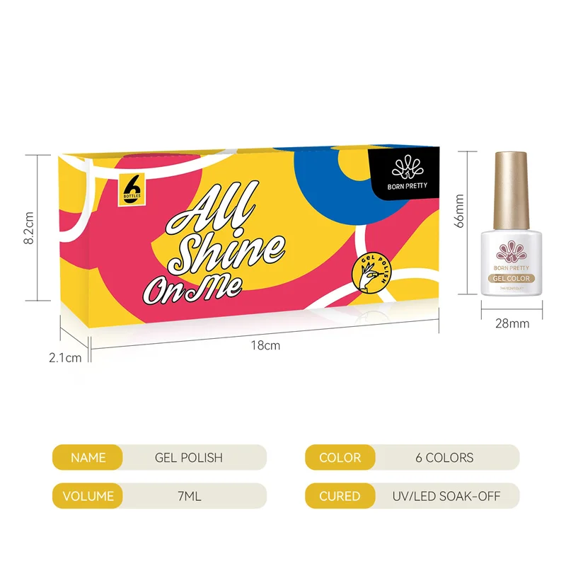 본 프리티 7ml 펄 화이트 스레드 젤 네일 폴리쉬 세트 6개입/세트 (선물 상자 포함) 크리스마스용 가정용 네일 살롱에 적합