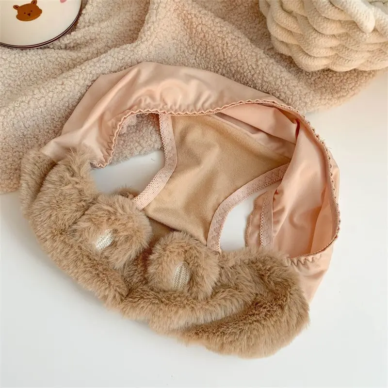 Winter Plush Lingerie For Women Girls Cute Underwear Bra Sets