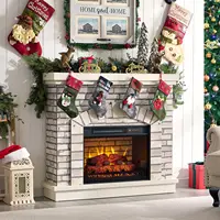 42" Fireplace TV Stand with 23'' Freestanding Electric Fireplace Heater, Remote Control, Adjustable 3D Realistic Flame Level 1