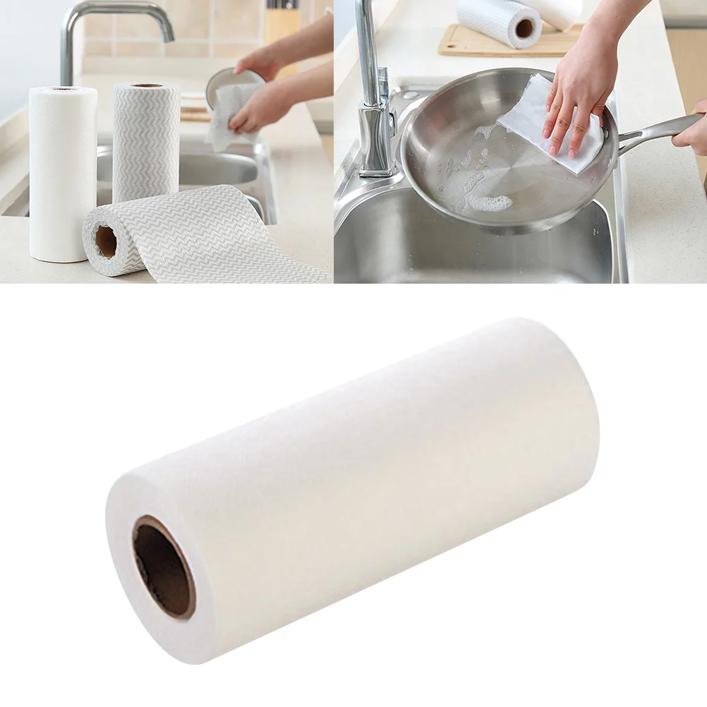 

50 Pcs/Roll White Washcloths Disposable Towel Cleaning Earth Tones Wipe Kitchen