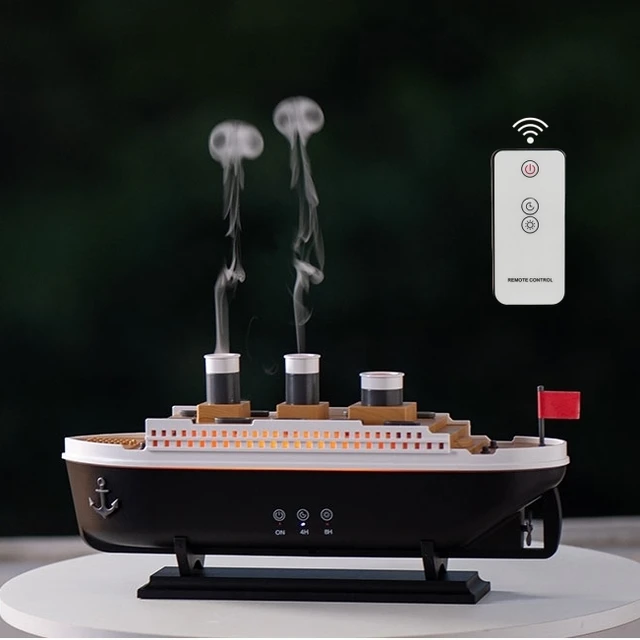 Titanic Ship Model Air Humidifier 250ml Electric Essential Oil Diffuser with Jellyfish Smoke Ring Aroma Decorative Spray Home 2
