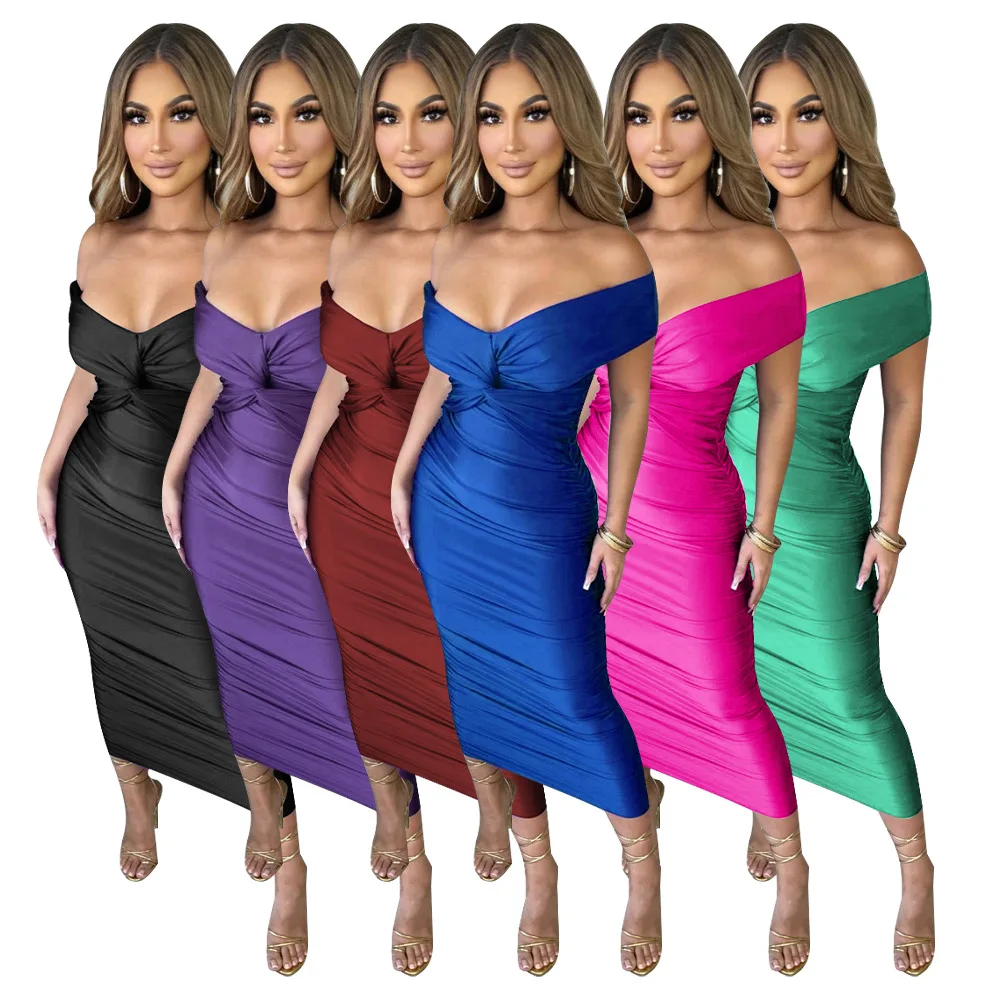 

2024 Summer Sexy V Neck Women Pleats Dress for Party Short Sleeves Fashion Bodycon Nightclub Dresses Drop Shipping