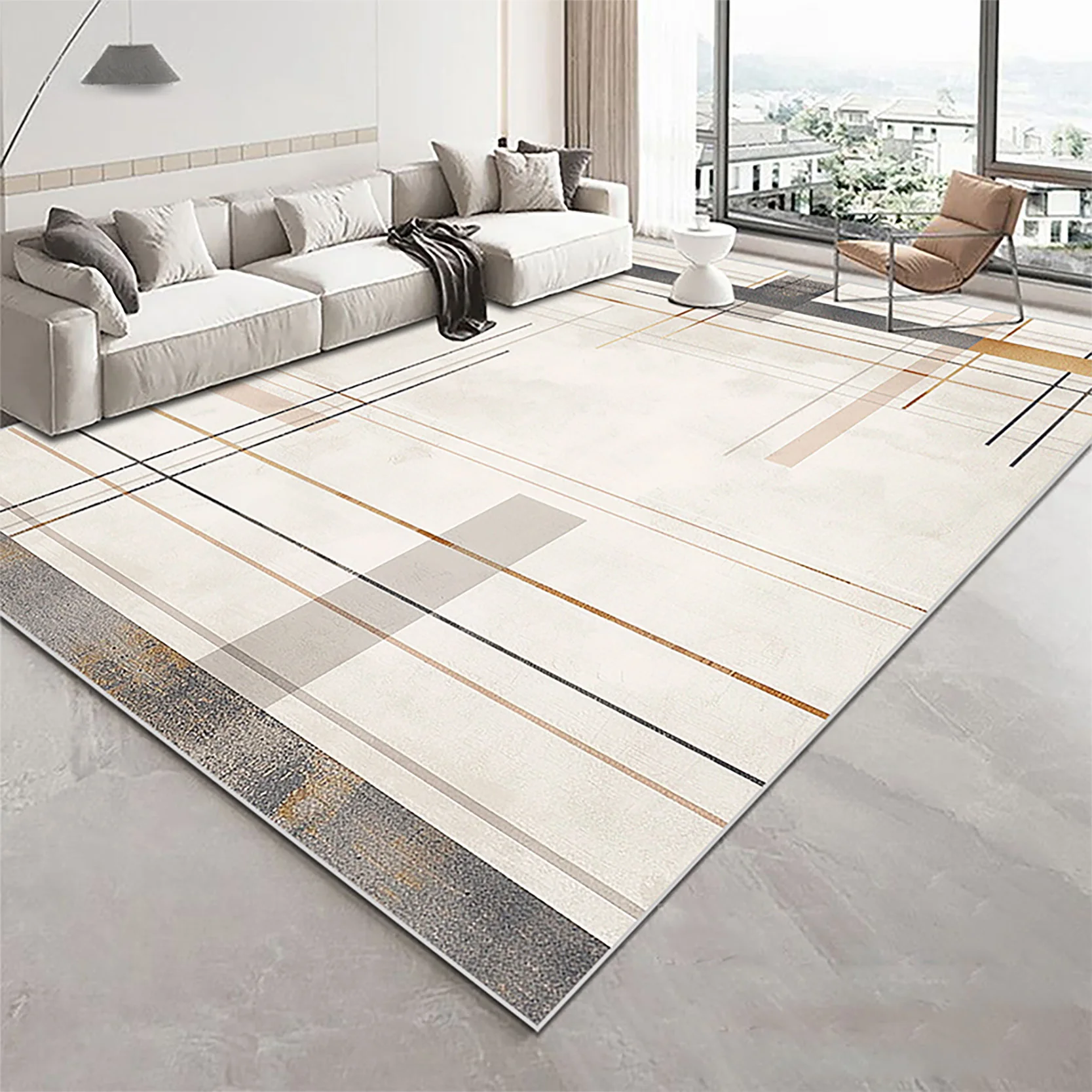 Modern Golden Geometry Carpet for Living Room Light Luxury Rugs for Bedroom Decor Large Area Lounge Sofa Side Floor Mats 200x300 3