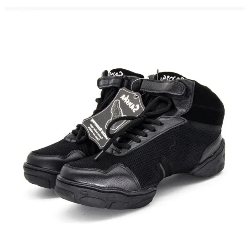 Sports Dance Shoes Genuine Leather Soft Sole Breathable High Top Jazz Salsa Modern Dance Sneakers For Women Man Size 36-45 5