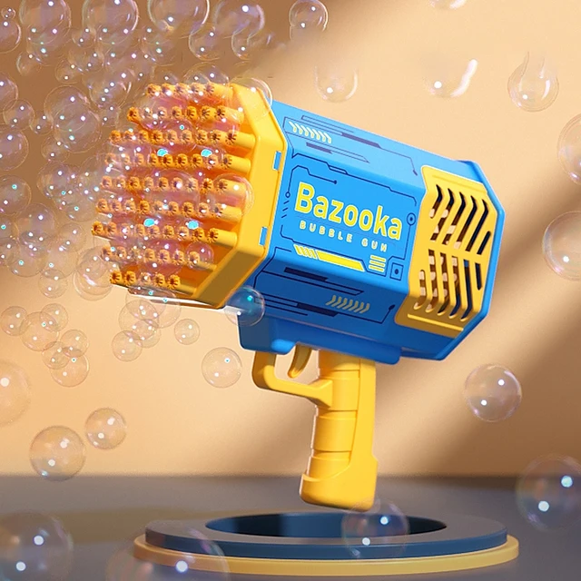 Bubble Gun Rocket 69 Holes Soap Bubbles Machine Gun Shape Automatic Blower With Light Toys For