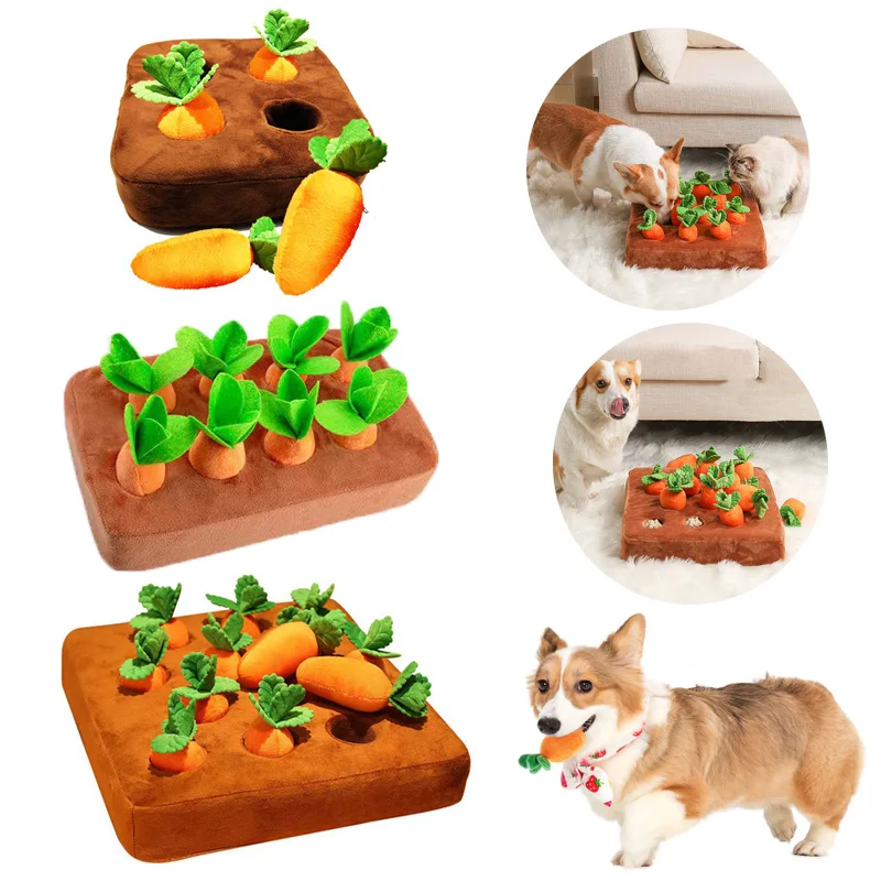 PlushCarrotDogToysPetVegetableChewToyHideFoodPullRadish