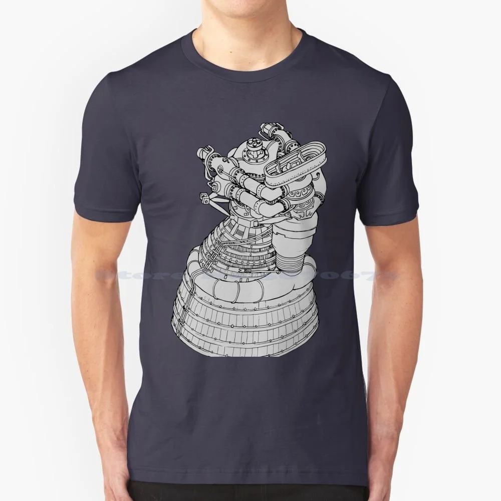 Rocket Engine T Shirt 100% Cotone Tee Rocket Engine Spacex Saturn V Apollo Space Flight
