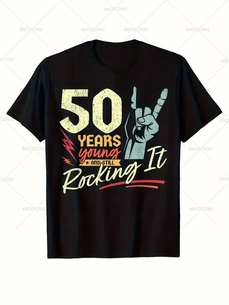 Männer T-shirt Lustige Vintage 50. Geburtstag Rock 'n' Roll Casual Kurzarm Frauen Übergroße T-shirts Harajuku Y2k Baumwolle Streetwear
