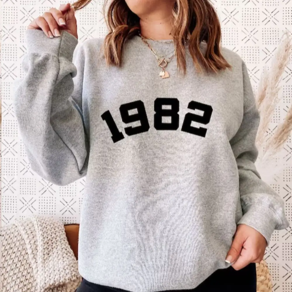 1982 Sweatshirt and Hoodie With Drawstring 41st Birthday Sweatshirt Birthday Gift for Women Falling Shoulder Sleeve Tops Clothes фолклендская мальвинская война 1982 г