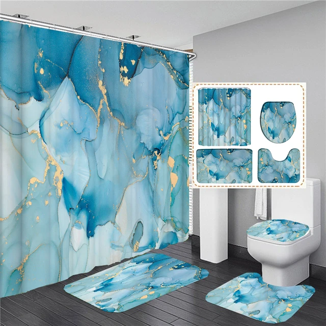 Turquoise Bathroom Accessories  Bath Mats Bathroom Turquoise - Blue 3 Pcs  Toilet - Aliexpress