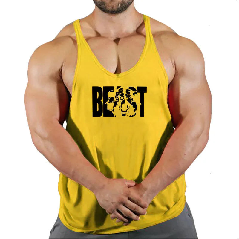 

Vest Men's Singlets Gym Sports Gym Shirt Man Sleeveless Sweatshirt Stringer Beast Wear T-shirts Suspenders Man Clothing Top
