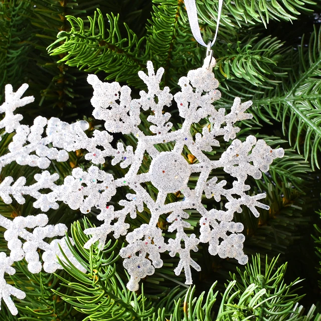 18 Snowflake Artificial Snow  Plastic Christmas Decorations - 18 Plastic  White - Aliexpress