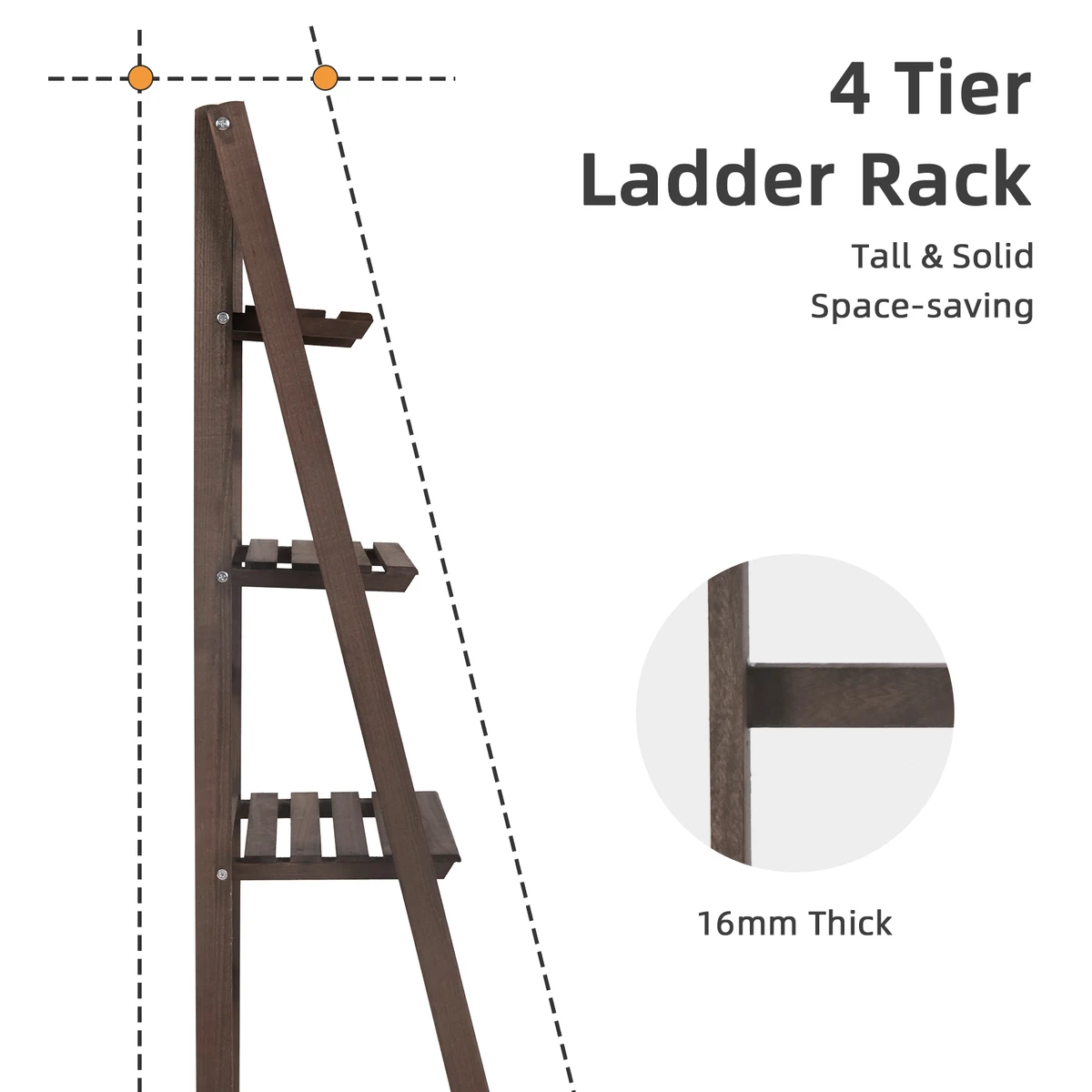4 Tiers Wooden Flower Display Stand Ladder Storage Shelf for Indoor Outdoor — view 3